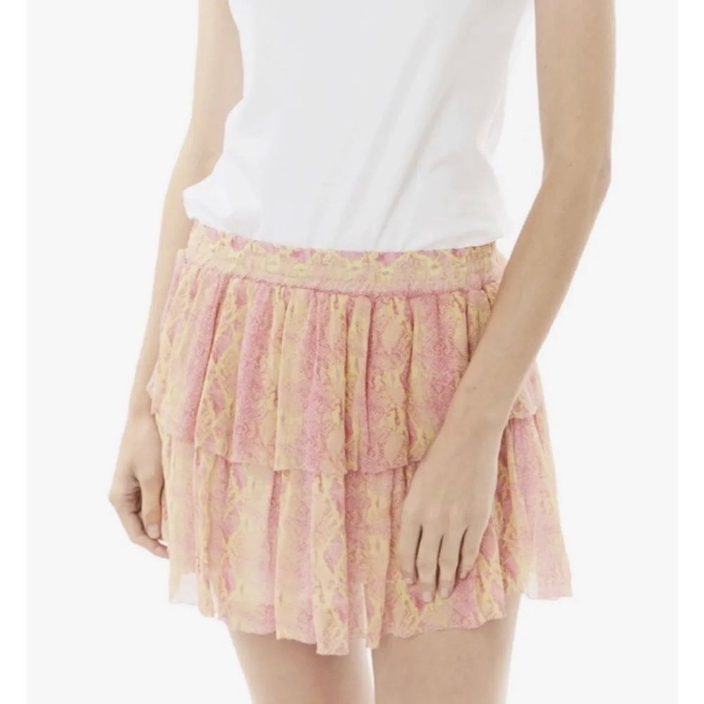 Generation Love Cora Mini Silk Skirt Nwt Neon Yellow Pink Snake Print Sz Medium — image 2 of 8
